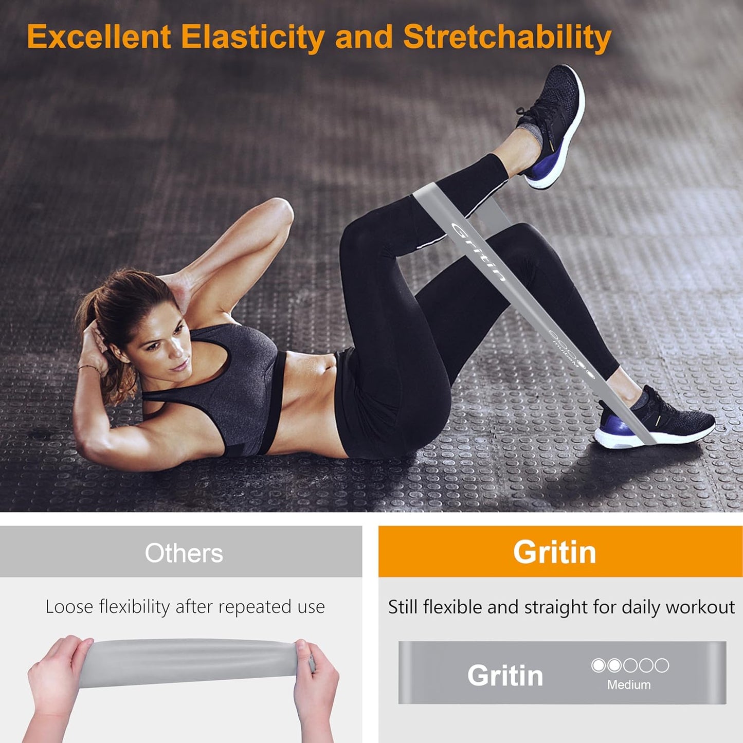 Resistance Bands, Set of 5 Skin-Friendly Resistance Loop Bands