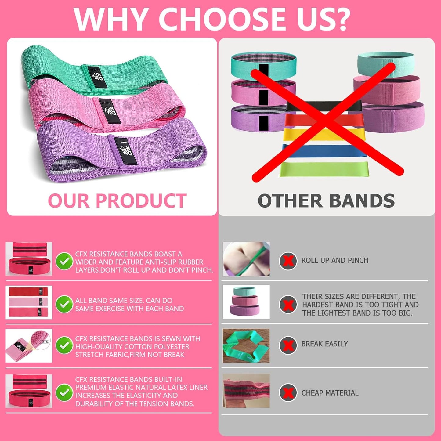 Resistance Bands Set, Exercise Bands with Non-Slip Design