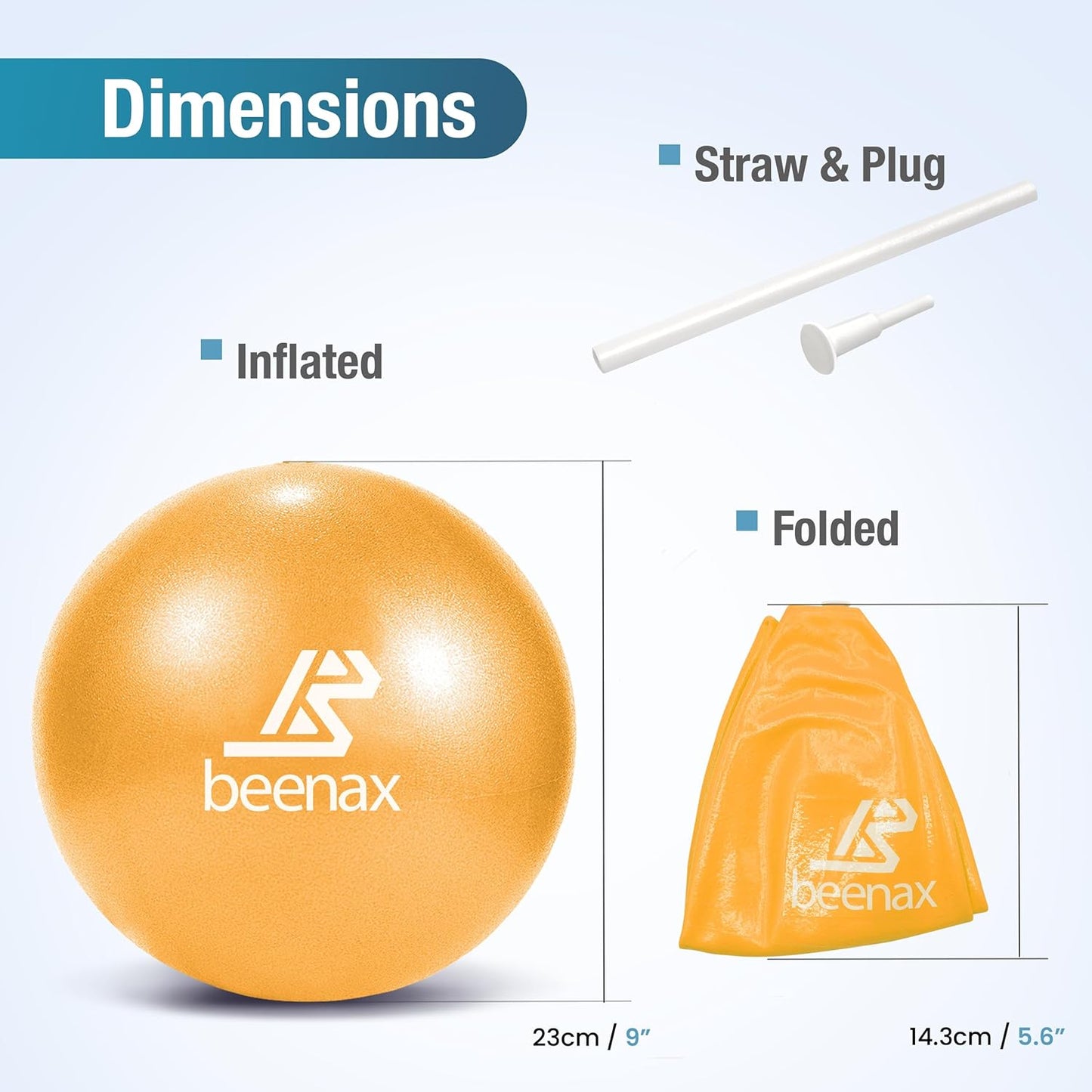 Beenax 23cm Soft Pilates Ball - 9 Inch Exercise, Mini Barre, Gym Ball