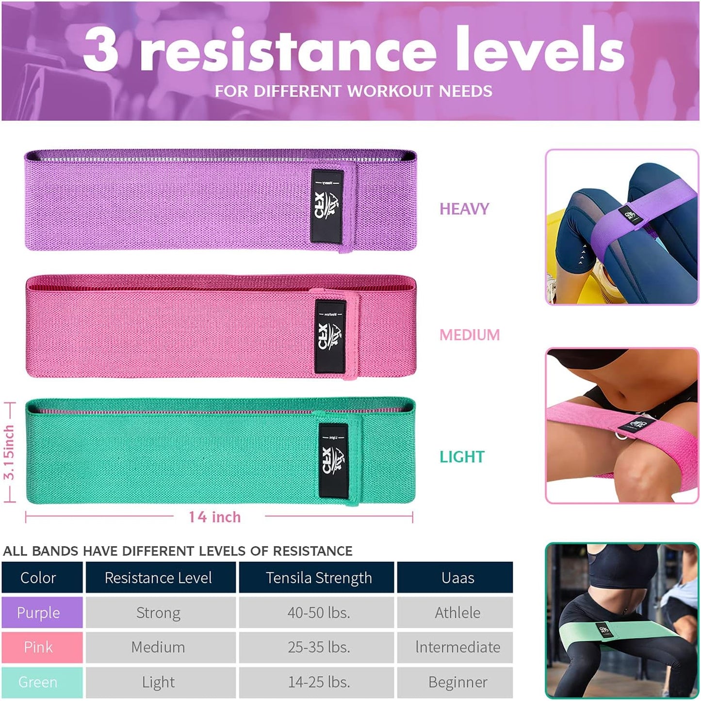 Resistance Bands Set, Exercise Bands with Non-Slip Design