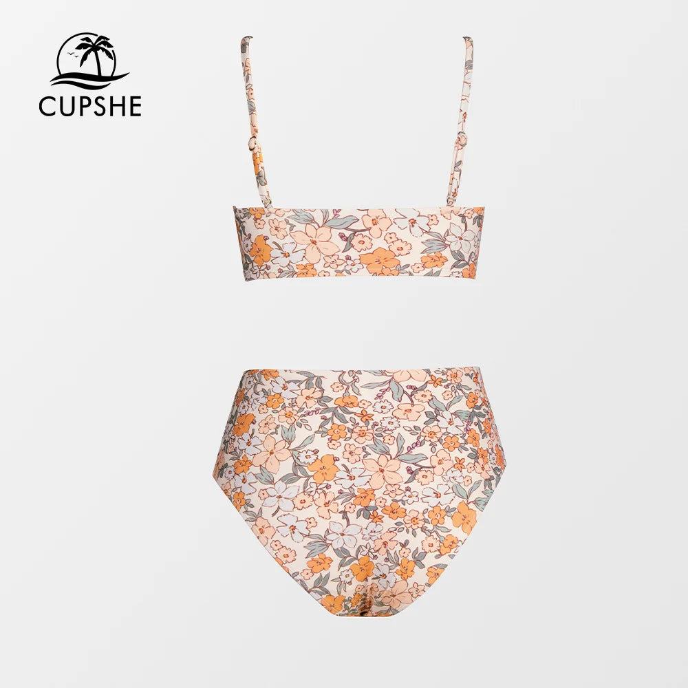 CUPSHE Twist Tank Top High Waist Bikini Sets Swimsuit For Women