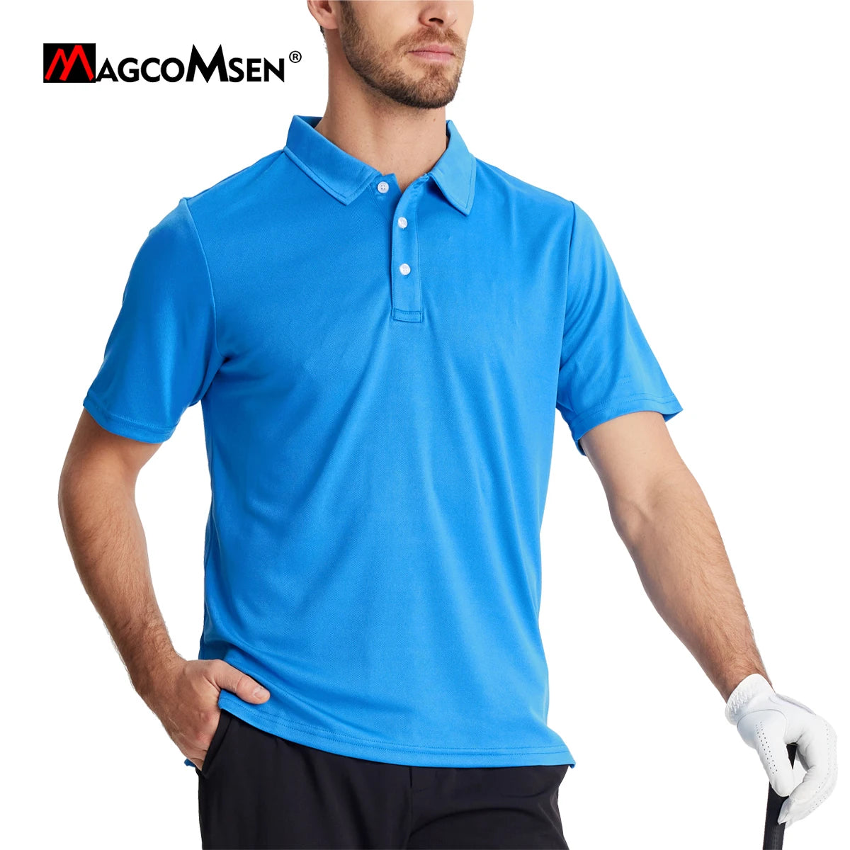 MAGCOMSEN Golf Polo T-shirts Men's Quick Dry T-shirt Sports Shirts Breathable Short Sleeves Pique Jersey Casual Classic Polos