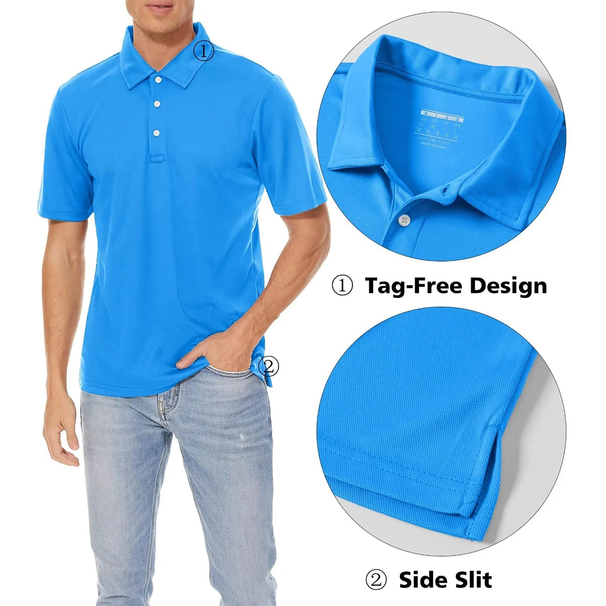 MAGCOMSEN Golf Polo T-shirts Men's Quick Dry T-shirt Sports Shirts Breathable Short Sleeves Pique Jersey Casual Classic Polos