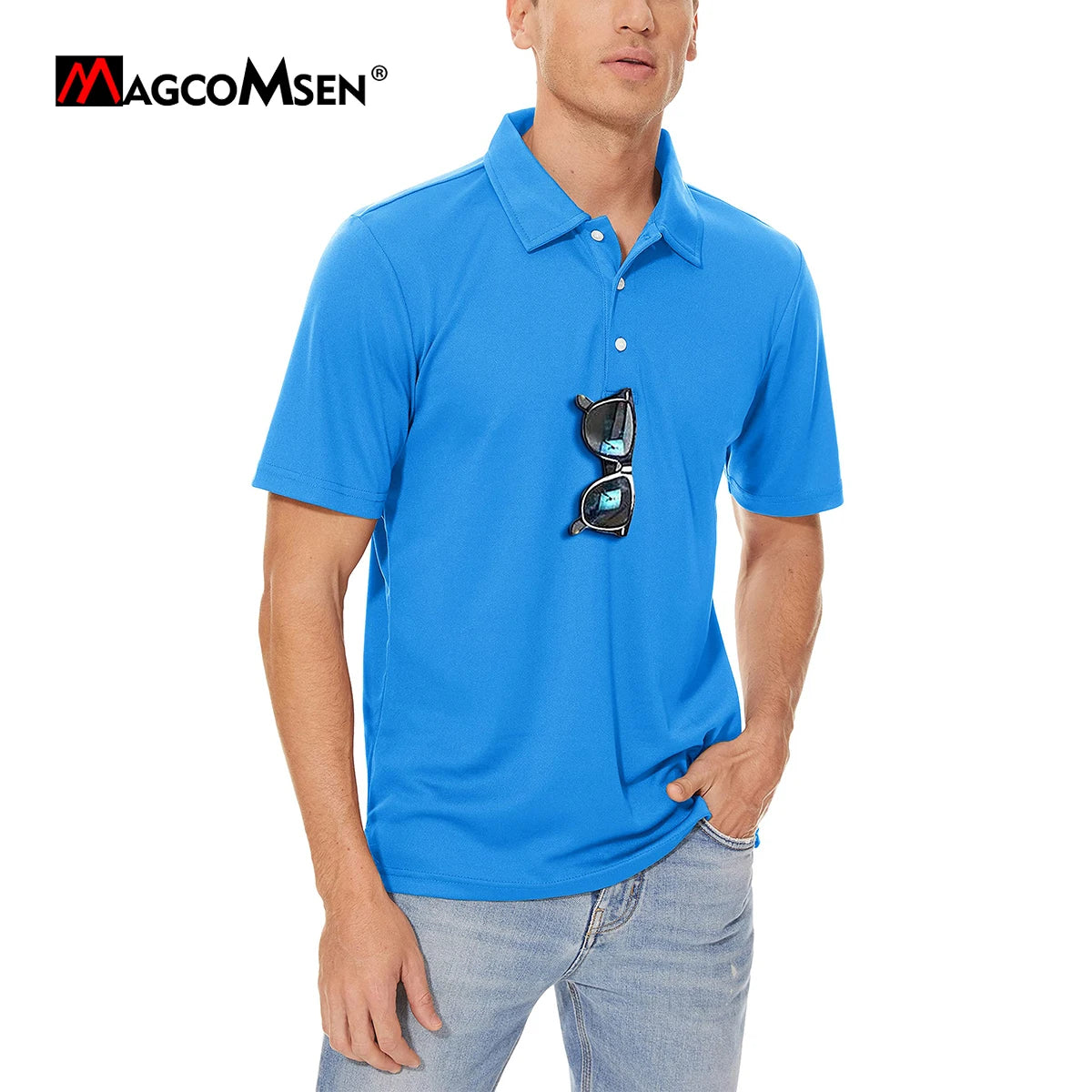 MAGCOMSEN Golf Polo T-shirts Men's Quick Dry T-shirt Sports Shirts Breathable Short Sleeves Pique Jersey Casual Classic Polos