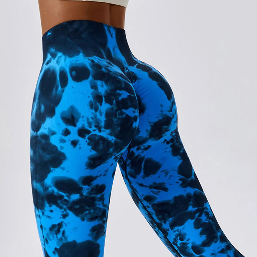 Tie-Dye Yoga Pants Sports Leggings Women Exercise Running Fitness High Waist Seamless Gym Push Ups Leggings Women Workout Tights