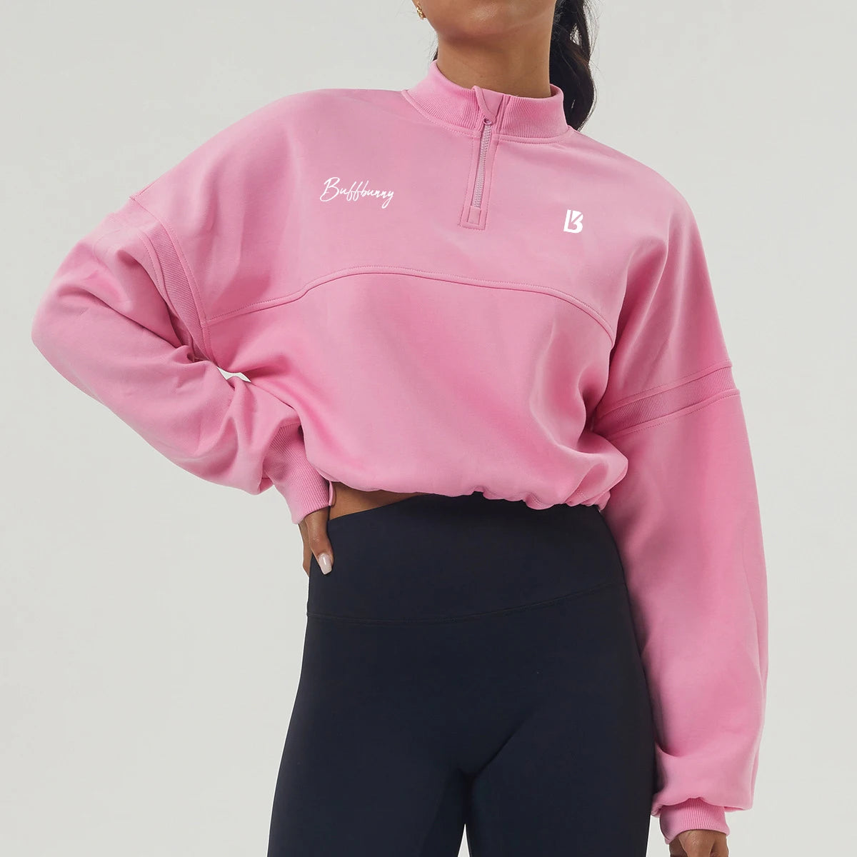 Buffbunny Women's Sweatshirt Half Zip Long Sleeve