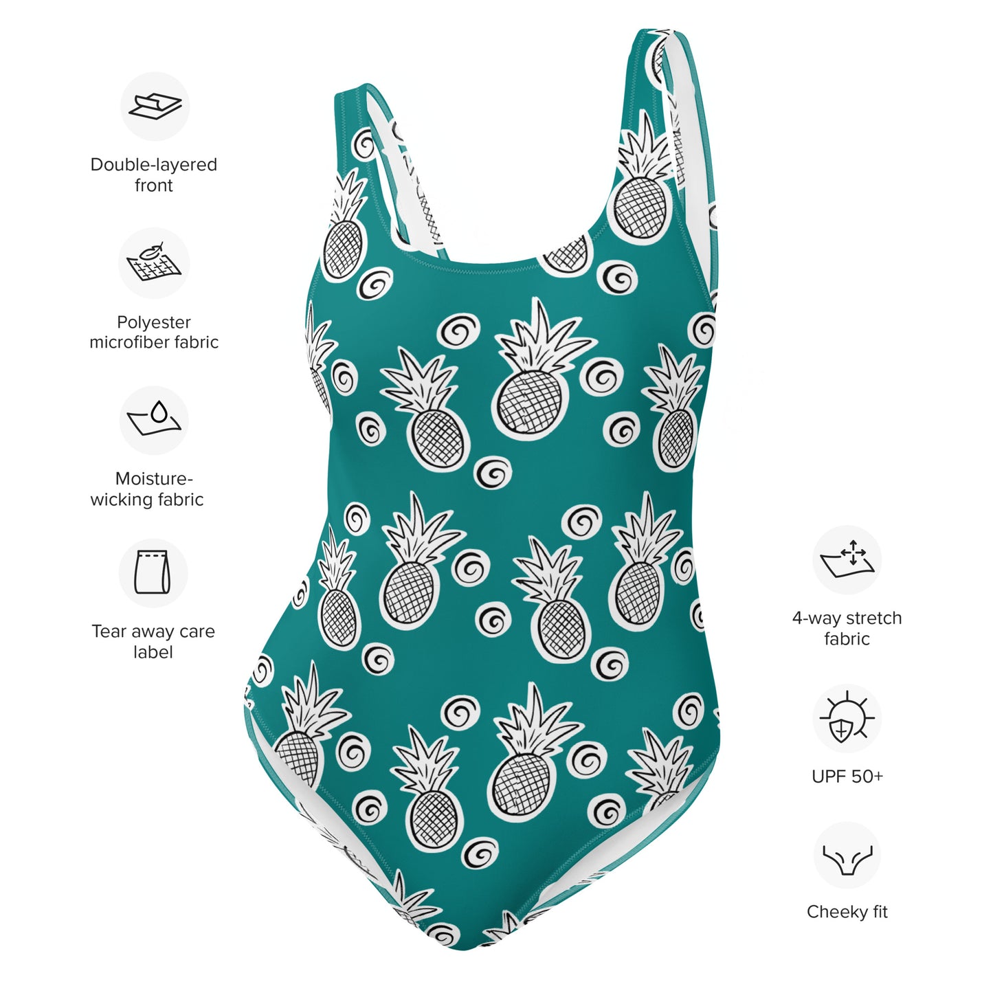 The Gymbum UK QuickDry Pineapple Dusky Teal One-Piece Swimsuit