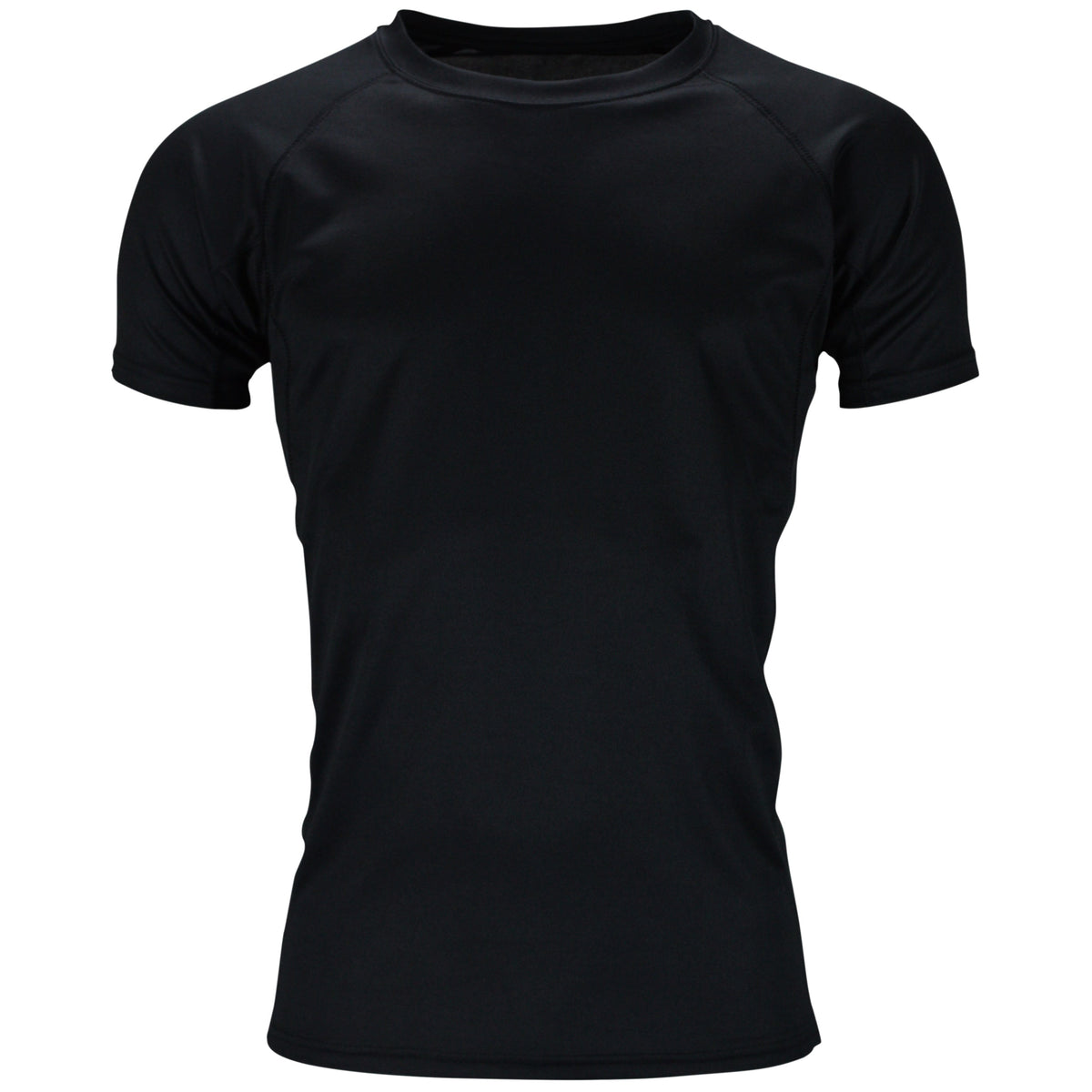 Navy blue breathable t-shirt with crew neck and short sleeves.