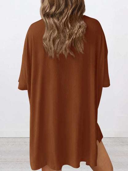 Oversized Round Neck T-Shirt and Shorts Set Plus Size