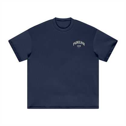 Navy heavyweight T-shirt with small chest Padelism Club logo, crew neck