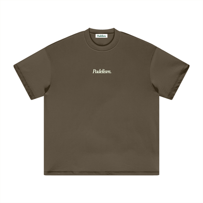 Heavyweight T-shirt, brown, crew neck; “Padelism.” logo on the front