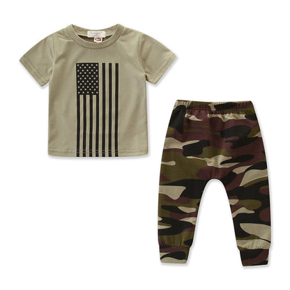 Little Kids’ Camouflage T-Shirt & Trousers Set