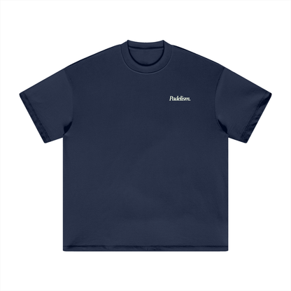 Navy heavyweight t-shirt with small chest “Padelism.” text