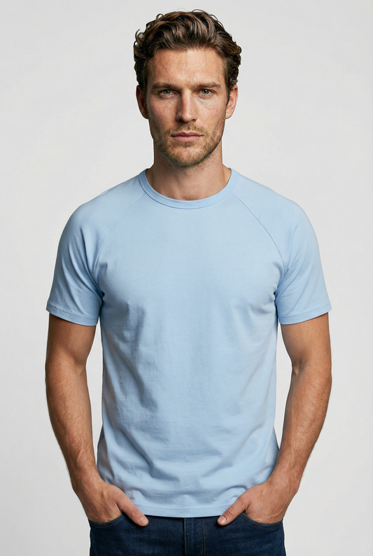 Hoxton Raglan Sleeve Fitted T-shirt - Sky Blue