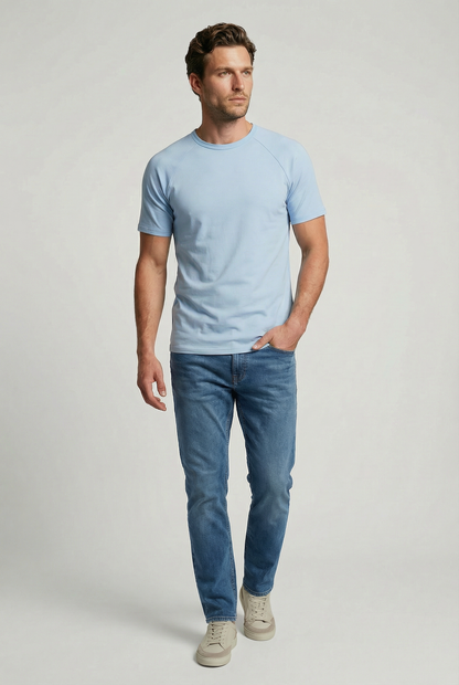 Hoxton Raglan Sleeve Fitted T-shirt - Sky Blue