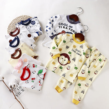 Children's underwear set assortment with animal print long-sleeve tops and pants