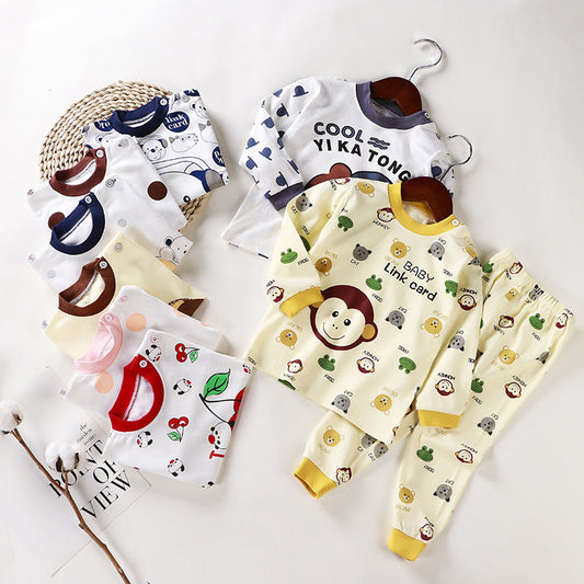 Children's underwear set assortment with animal print long-sleeve tops and pants