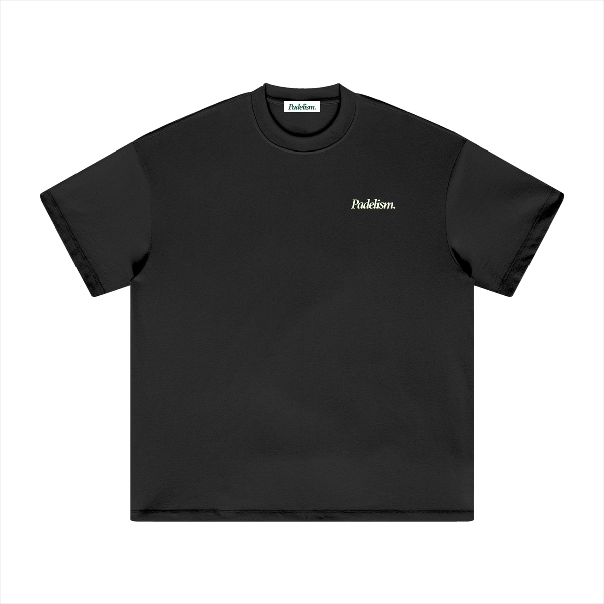 Heavyweight T-shirt, black, crew neck, small chest logo