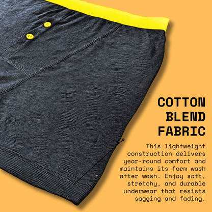 6 Pack Black Cotton Blend Boxer Shorts Mens Breathable Stretch Colorful Waistband Button Fly MB08 Durable Lightweight Activewear