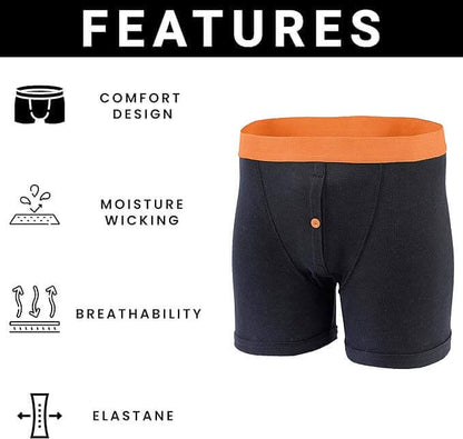 6 Pack Black Cotton Blend Boxer Shorts Mens Breathable Stretch Colorful Waistband Button Fly MB08 Durable Lightweight Activewear