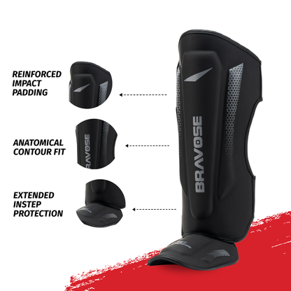 Bravose MMA Shin Guards – Premium Muay Thai & Kickboxing Shin Pads for Training, Sparring & Combat Sports
