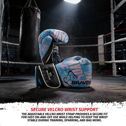 Bravose Limited Edition 16oz Velcro Boxing Gloves – Blue Edition