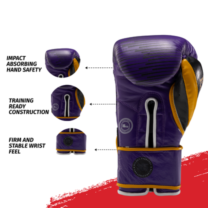 Bravose Limited Edition 16oz Velcro Boxing Gloves – “ALL DAY, EVERY DAY” Purple & Yellow