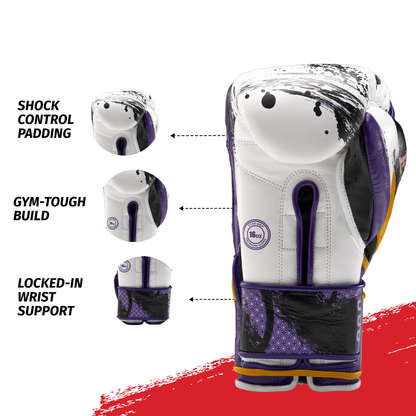 Bravose Limited Edition 16oz Velcro Boxing Gloves – Monochrome Splash Edition