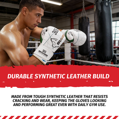Bravose Limited Edition 16oz Velcro Boxing Gloves – 365 Series White