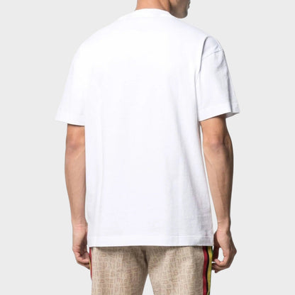 White crew-neck T-shirt back view with no visible graphic