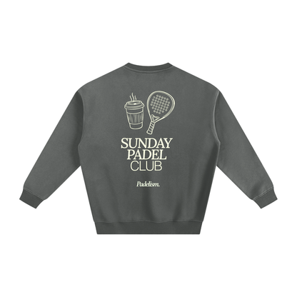 Charcoal heavyweight padel sweatshirt with back graphic and crew neckline