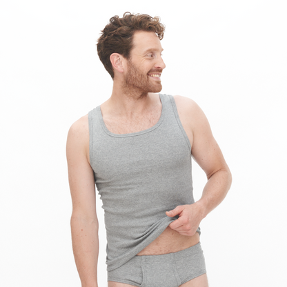 Organic Cotton Ribbed Vest: Mens