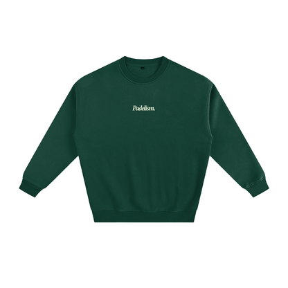 Green heavyweight padel sweatshirt with small chest logo and crew neckline