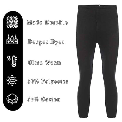 Heatwave Thermalwear Boys Long Johns 2 Pack Black Baselayer For School Camping And Skiing Moisture-Wicking Elastic Waistband Ages 3-15