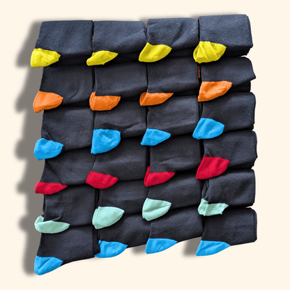 Sock Stack 24 Pairs Men's Cotton Colourful Heel Toe Black Argyle Diamond Easycare Comfortable Durable Shoe Socks For Work School Business Wear UK 6-11