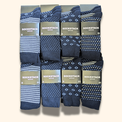 Sock Stack 24 Pairs Men's Cotton Colourful Heel Toe Black Argyle Diamond Easycare Comfortable Durable Shoe Socks For Work School Business Wear UK 6-11