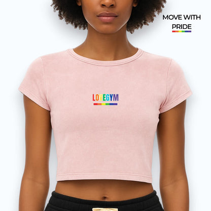 'Move With Pride' Snow Washed Crop Top