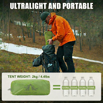 Night Cat 2 Person Ultralight Tunnel Tent – 2.1kg Waterproof