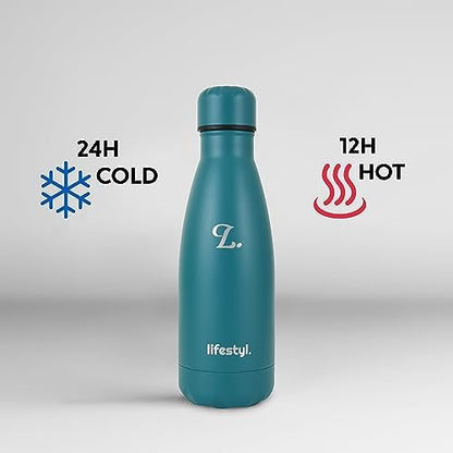 Lifestyl Stainless Steel Water Bottle | 24 Hrs Cold & 12 Hrs Hot| Thermoshield Technology Vacuum Insulated Metal Water Bottles, Leak-Proof Drinks Bottle for Gym, Yoga, Cycling (350 ml,Red)