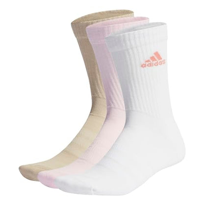 adidas Cushioned Crew Socks 3 Pairs, Cotton, White