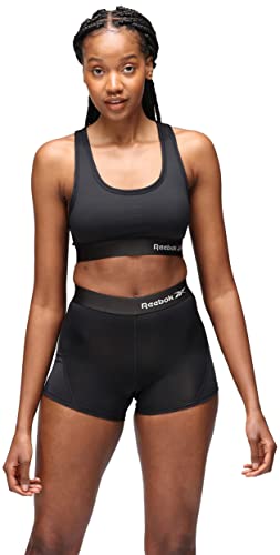 Women’s Reebok Steffi Crop Top, Stretch Cropped Sports Top with Racer Back - Black