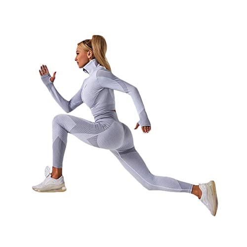 Veriliss Women's 3pcs Gym Tracksuit Sweatsuit Women's Activewear Sets 2024 Sport Yoga Fitness Clothing Ladies Workout Outfit Sportsuits for Running Jogging