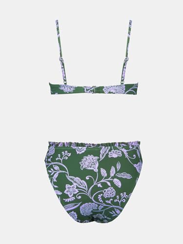 CUPSHE Women Bikini Set High Waisted Swimming Costume Drawstring Floral Bathing Suit with Underwire Swimsuit Two Piece