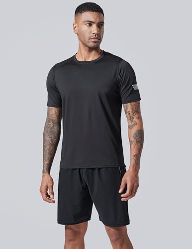 Liberty Imports 5 Pack Men’s Active Quick Dry Crew Neck T Shirts | Athletic Running Gym Workout Short Sleeve Tee Tops Bulk