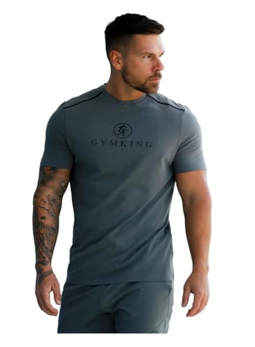 Gym King Men's Pro Logo V2 Tee Fossil Grey Mens Gym Wear