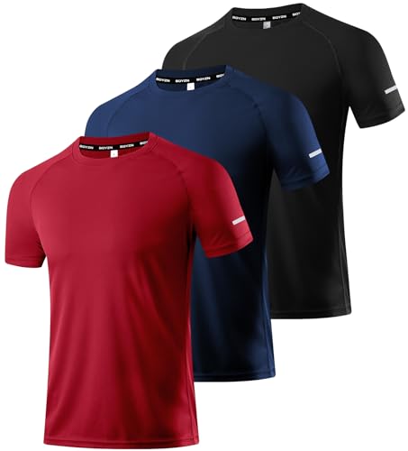 Boyzn 1, 3 or 5 Pack Men's Workout Running Shirts, Dry Fit Moisture Wicking T-Shirts, Sports Gym Athletic Short Sleeve Shirts