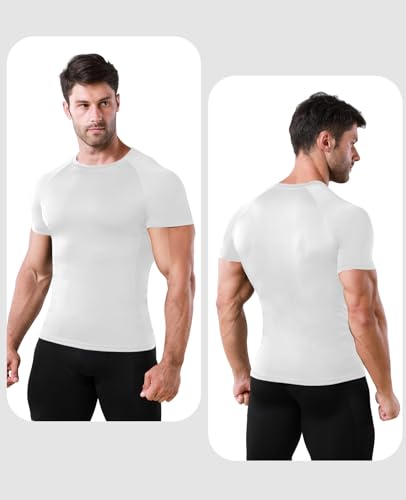 Niksa 1 Pack Compression Tops for Men Short Sleeve Mens Running T-Shirts Mesh Design Quick Dry Base Layer Shirts for Gym Sports Fitness Workout Cycling,Training