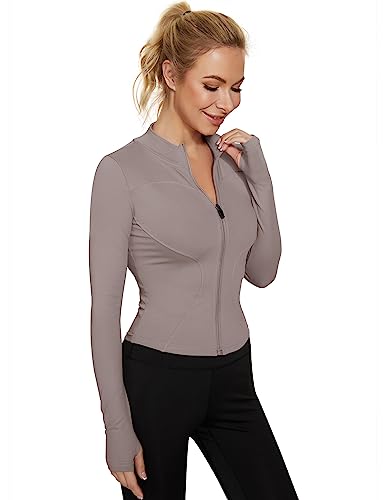 IECCP Womens Gym Tops Long Sleeve Sports T-Shirt Fitness Workout Yoga Crop Tops Ladies Running Tee Shirts Half Zip Breathable Activewear with Thumb Holes