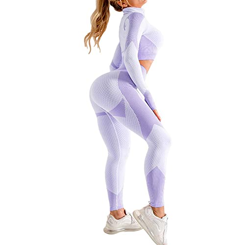 Veriliss Women's 3pcs Gym Tracksuit Sweatsuit Women's Activewear Sets 2024 Sport Yoga Fitness Clothing Ladies Workout Outfit Sportsuits for Running Jogging