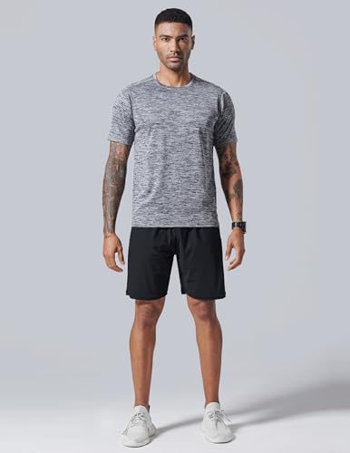 Liberty Imports 5 Pack Men’s Active Quick Dry Crew Neck T Shirts | Athletic Running Gym Workout Short Sleeve Tee Tops Bulk